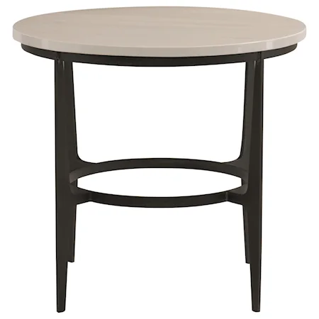 Contemporary Round Metal End Table with Ceramic Table Top